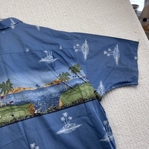 VTG Y2K Retreat Mens Golf Hawaiian AOP Shirt Size 2XL Short Sleeve Button Up - Picture 14 of 16